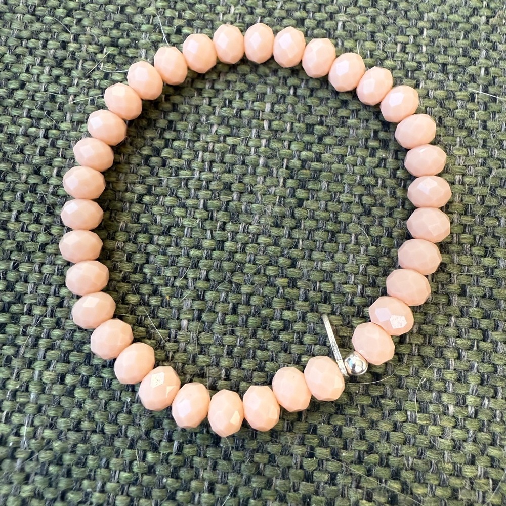 Elegant Peach Beaded Bracelet, 6.25 in
